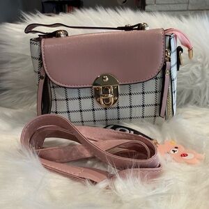 Chic Pink and Black Checkered Handbag
